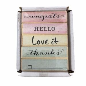 Mini Wooden Rubber Stamps Set Congrats Hello Love It Thanks To Do Scrapbooking